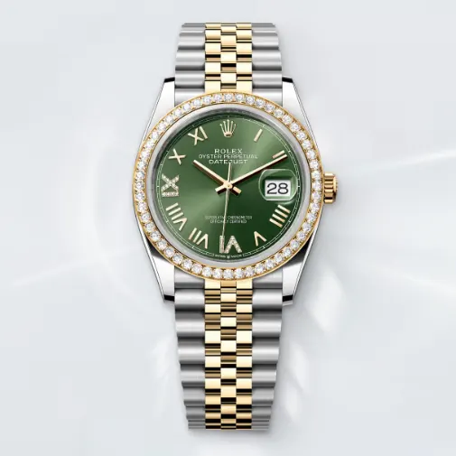 롤렉스 데이트저스트 36 오이스터, 36mm, 오이스터스틸, 옐로우 골드와 다이아몬드 레퍼런스 126283RBR 명품 | 명품하우스