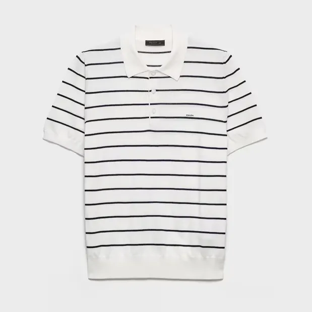 프라다 Short sleeved striped cotton polo shirt UMF327 명품 | 명품하우스
