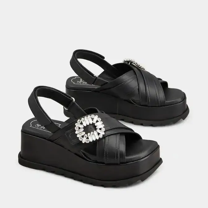 로저비비에 Slidy Viv' Wedge Sandals in leather RVW7754472091TB999 명품 | 명품하우스