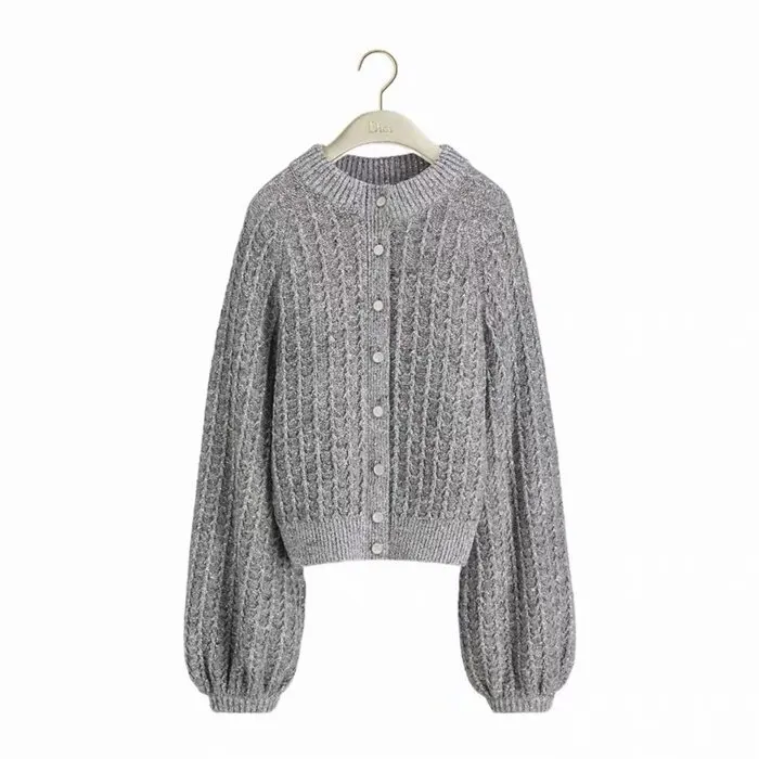 디올 Gray Virgin Wool Cashmere Blend Tweed Embroidered with Sequins Cardigan 644G05A3970 X8810 명품 | 명품하우스