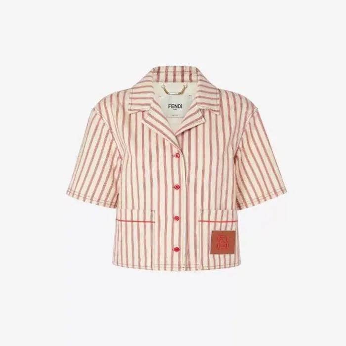펜디 Shirt Beige FF denim shirt with red stripes FLF862AOHTF1W21 명품 | 명품하우스