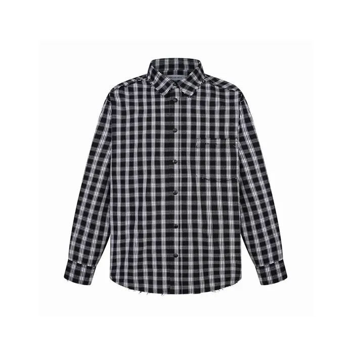 발렌시아가 레귤러 핏 체크 셔츠 화이트/블랙 A001ZSTUM339040 명품 | 명품하우스